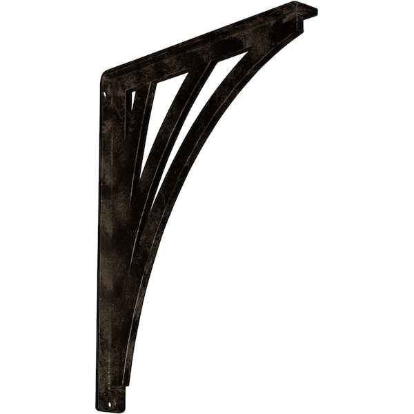 Ekena Millwork Nevio Wrought Iron Bracket, (Single center brace), Antiqued Brass 1 1/2"W x 12"D x 15"H BKTM01X12X15SNEABS - main